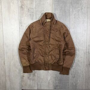 Women's vintage 2000s emo grunge surf roxy brown bomber jacket Size L